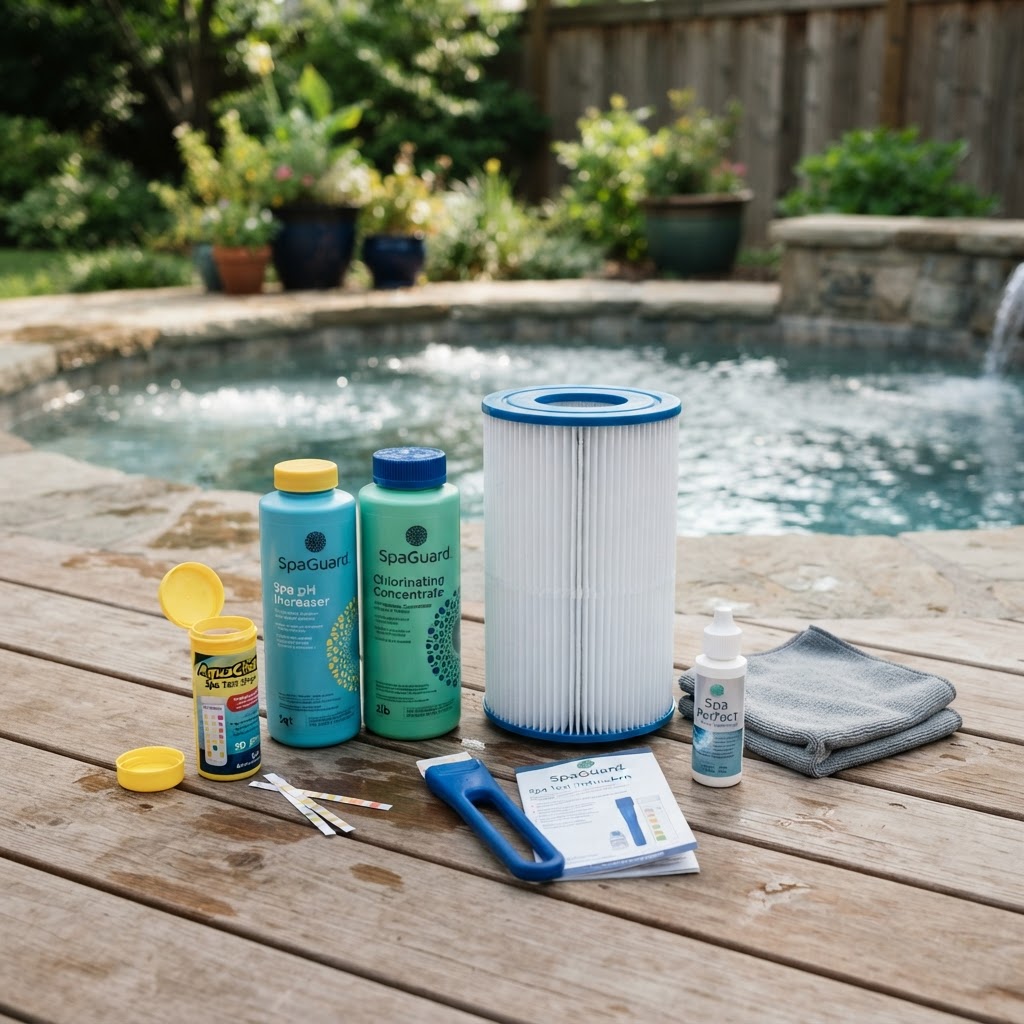 Spa maintenance kit and replacement filter