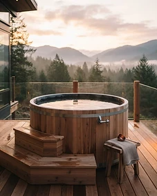 Modern premium home cold plunge setup on a deck
