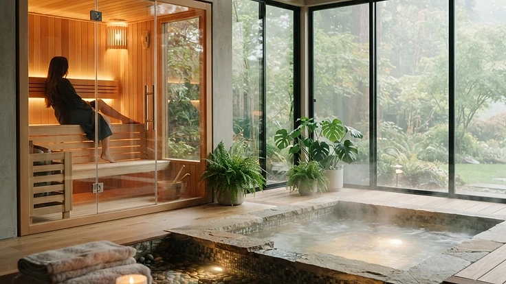 How to Finance a Major Home Wellness Purchase: Expert Guide — Buying Guides | Hearthside Supply LLC Blog Modern home wellness space with sauna and hot tub