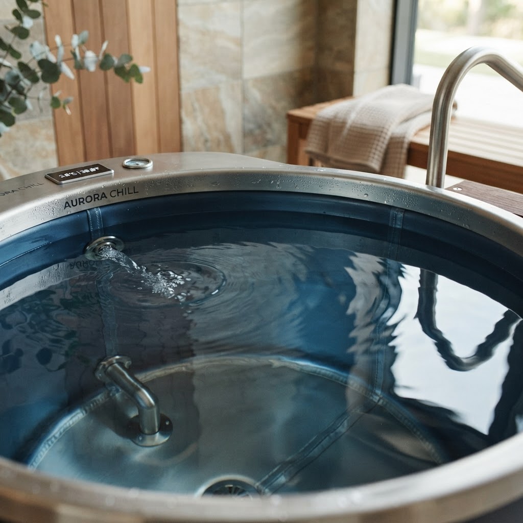 Close-up of clean water in a cold plunge tub