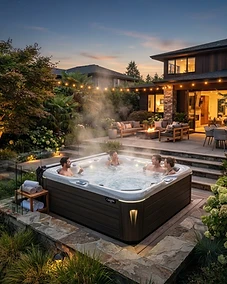 Modern hot tub in a luxury backyard