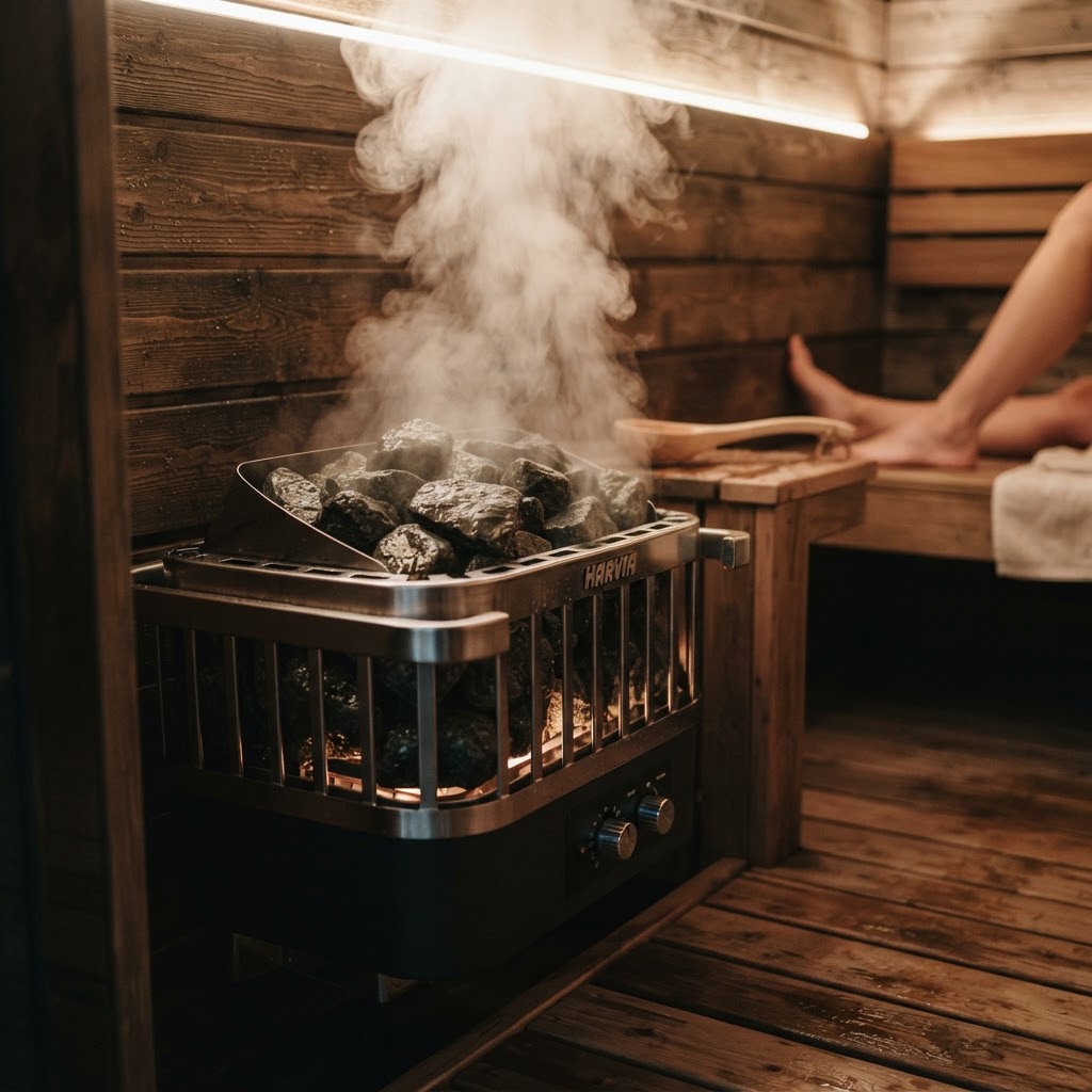 Electric sauna heater with stones