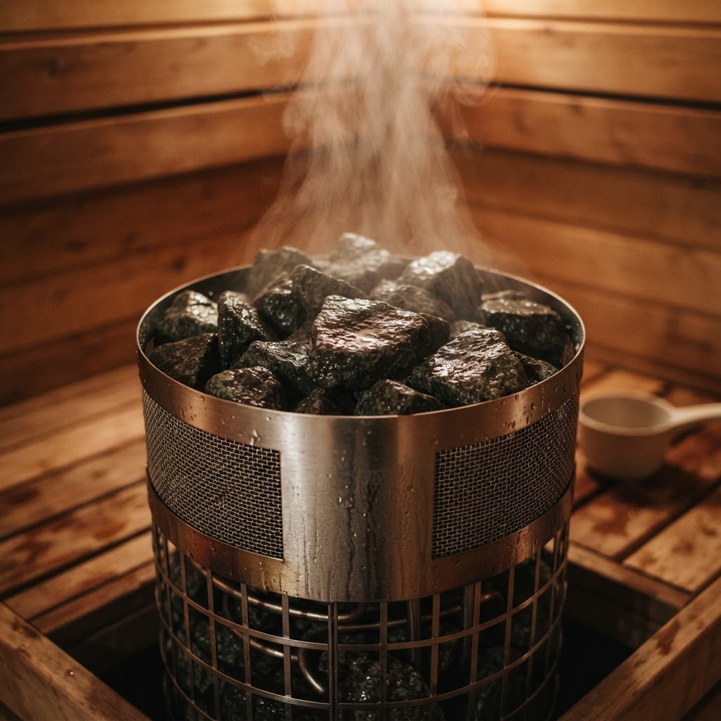 Electric sauna heater with rocks