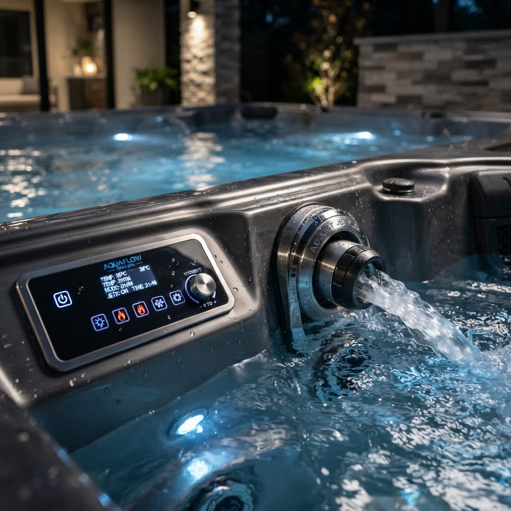 Swim spa control panel and jet technology