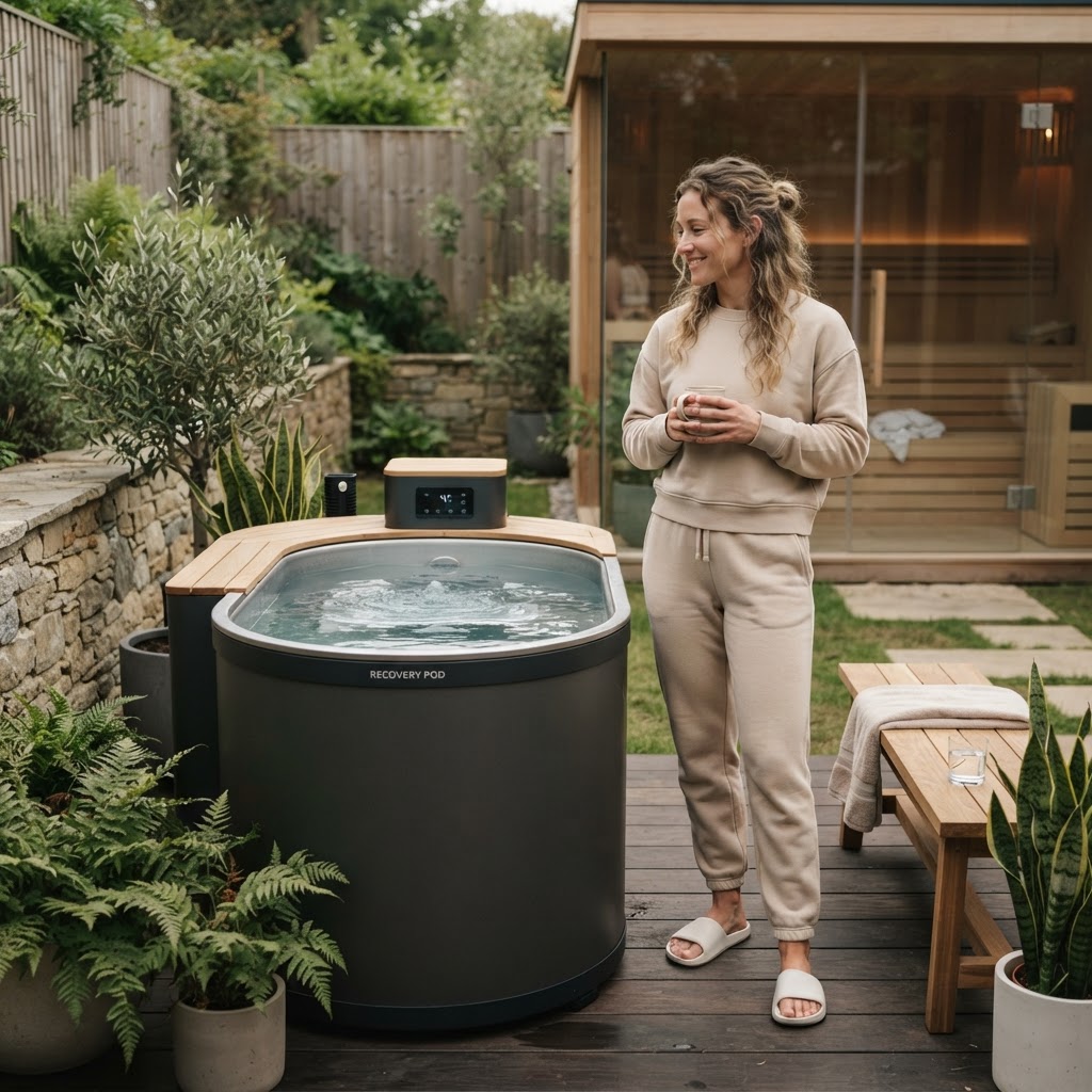 Person preparing for a cold water immersion session