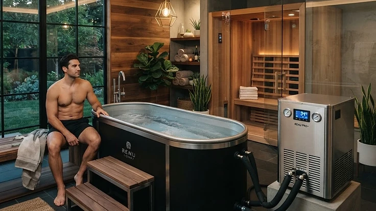 Cold Plunge Chiller Specs: Power, Noise, and Cooling Speed Guide — Cold Plunges | Hearthside Supply LLC Blog Premium home wellness room with a professional cold plunge and chiller system.