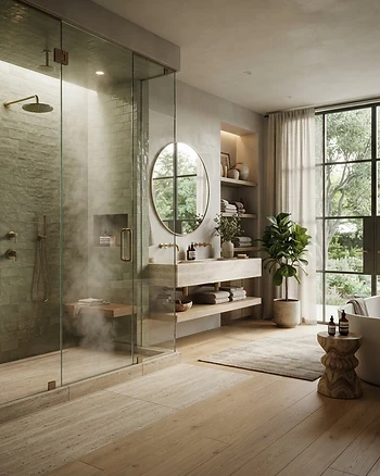 Modern luxury home steam shower in a spa-inspired bathroom