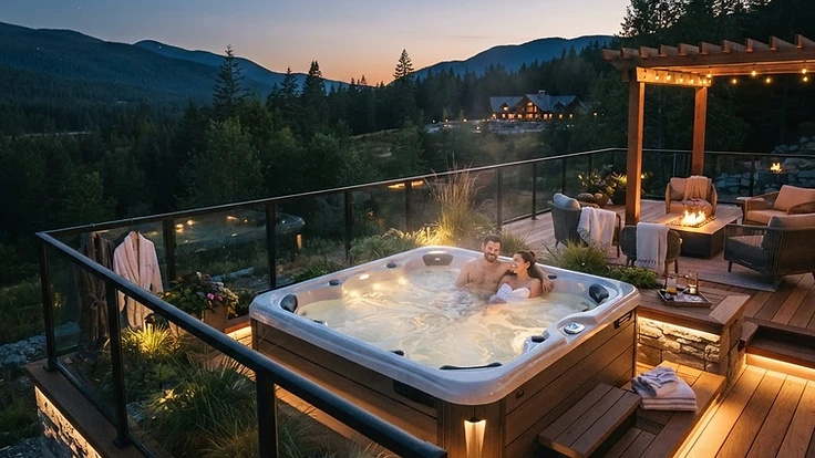 Hot Tub Filter Care and Replacement Guide — Hot Tubs | Hearthside Supply LLC Blog Luxury hot tub on a modern deck at night