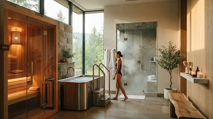 Building a Home Recovery Stack: Sauna, Cold Plunge, and Steam — Wellness | Hearthside Supply LLC Blog Luxury home wellness room with sauna, cold plunge, and steam shower
