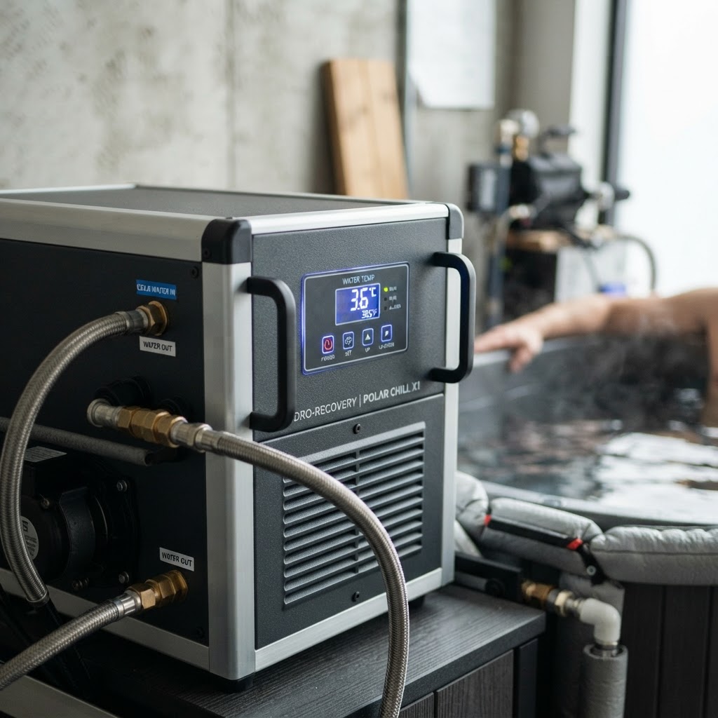 Modern cold plunge chiller with digital display