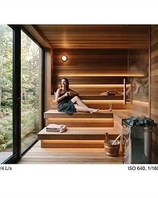 Modern cedar indoor sauna interior