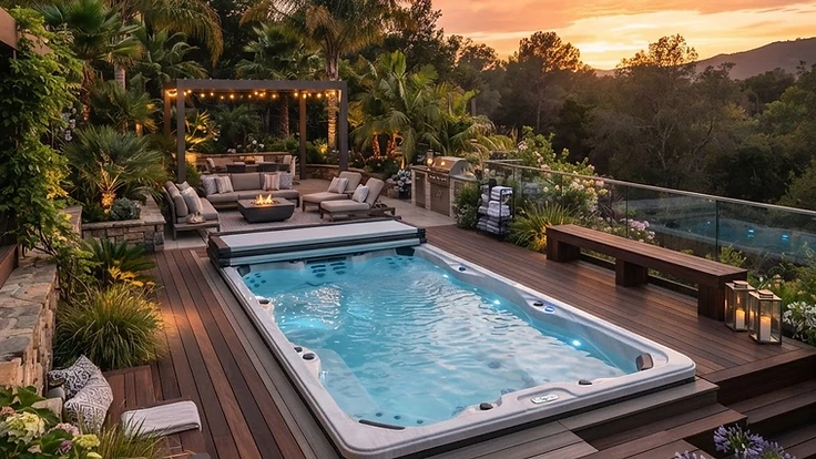 Swim Spa Installation: Site Prep, Electrical, and Foundation Guide — Swim Spas | Hearthside Supply LLC Blog Modern backyard swim spa installation