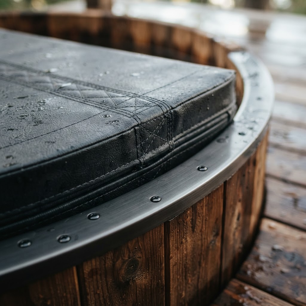 Quality cold plunge insulation and cover detail
