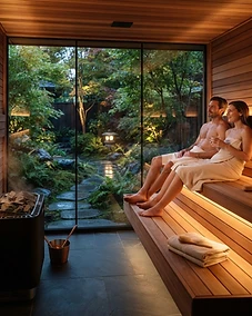 Modern home sauna interior design with premium cedar wood