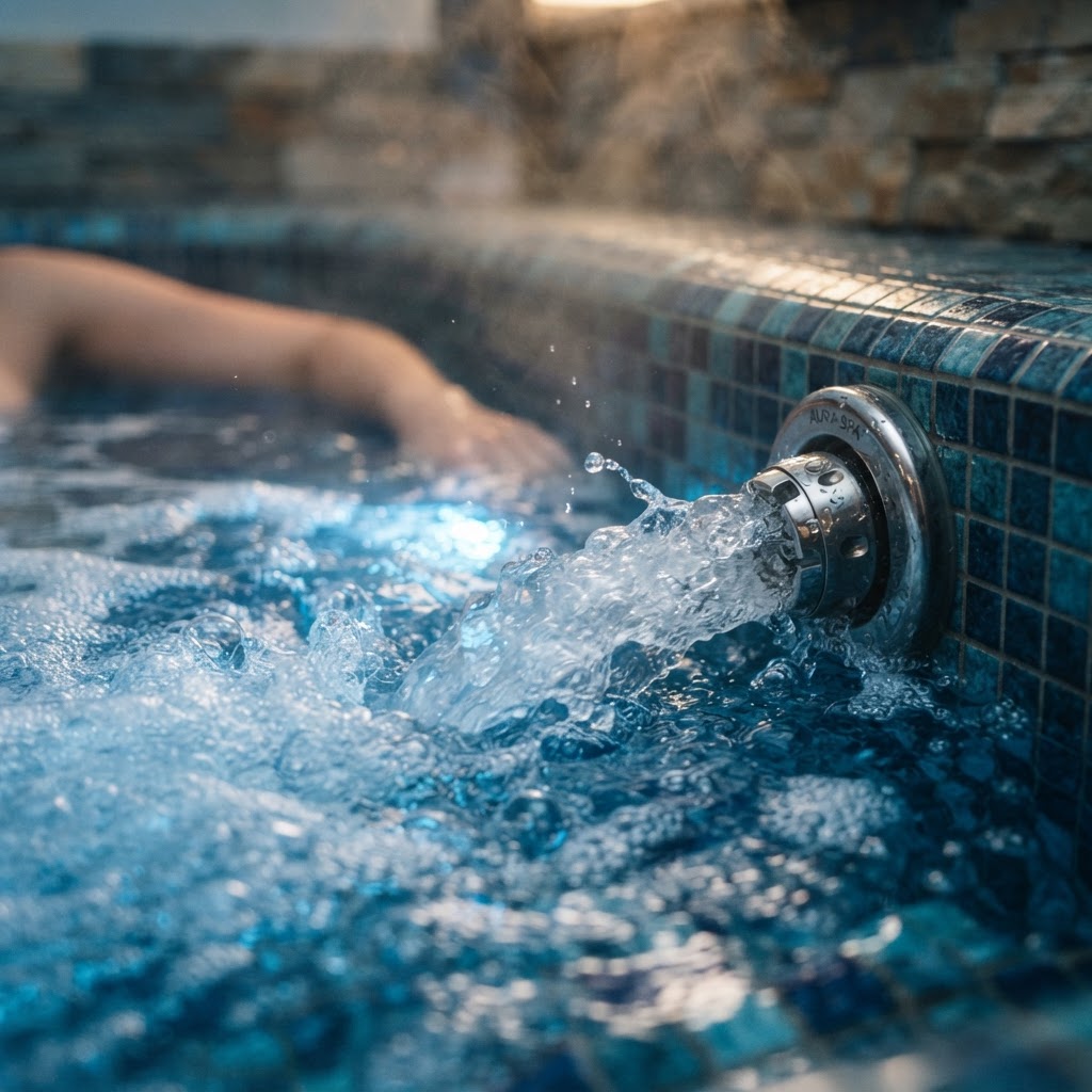 Close-up of therapeutic hot tub jets