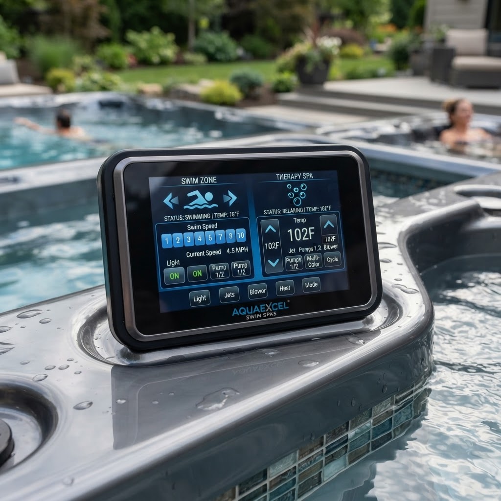 Dual-zone swim spa control interface