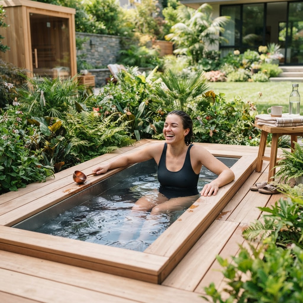 Person using a cold plunge for recovery and longevity