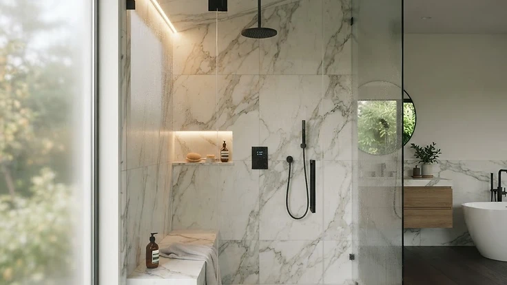 How to Size a Steam Generator for Your Shower Enclosure — Steam Showers | Hearthside Supply LLC Blog Premium modern steam shower enclosure in a high-end bathroom