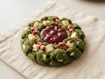 Matcha Strawberry White Choc Cookie