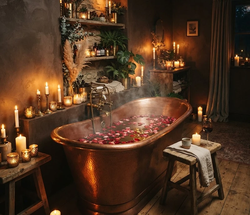 Candlelit private soaking room