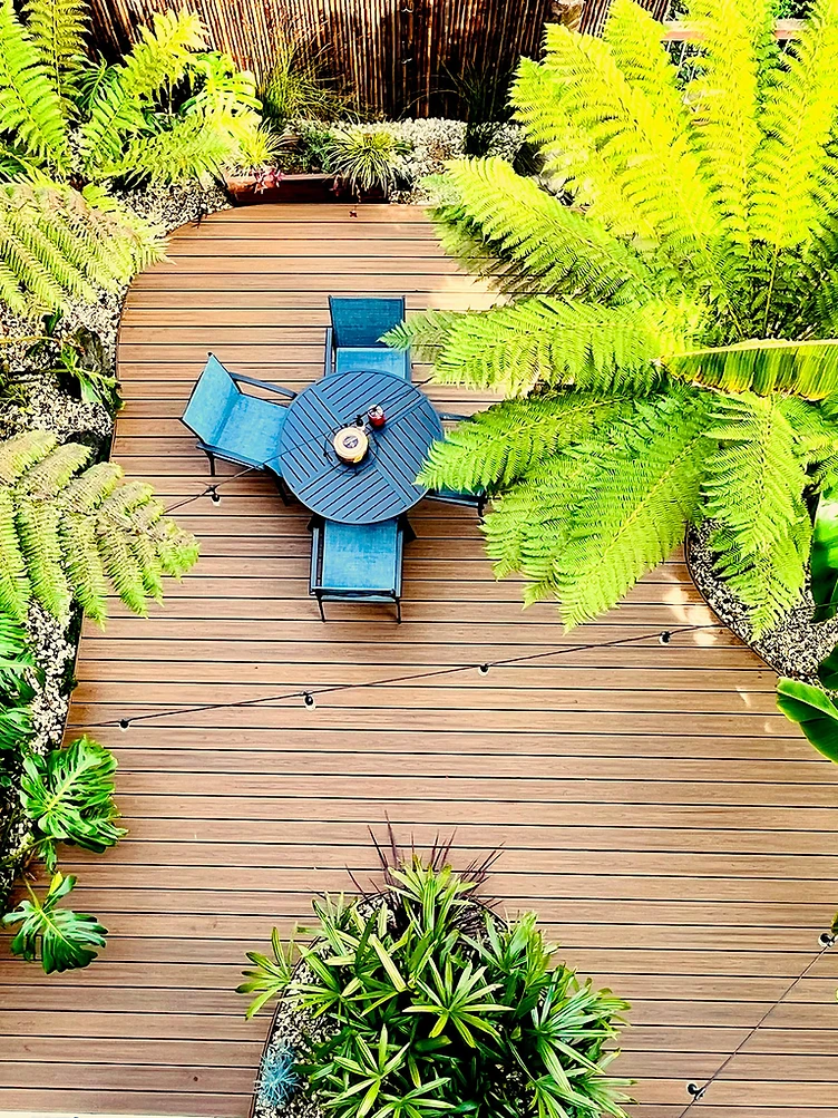 Transformed San Francisco backyard with tropical deck