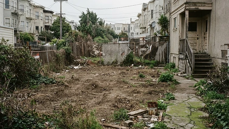 Before: neglected barren dirt yard