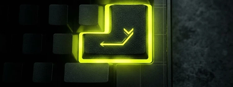 Mechanical keyboard with glowing Enter key