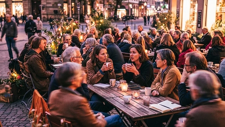 Austausch über die Klimakrise im Klimacafé in Wiesbaden