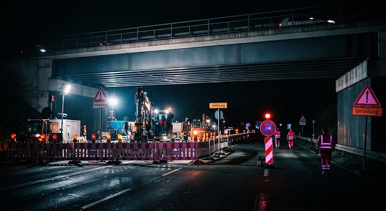 Dieses Wochenende Vollsperrung der Alten Schmelze und Hagenauer Straße an der Autobahnbrücke