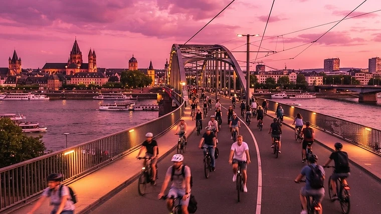 Wie verläuft der Radverkehr über die Theodor-Heuss-Brücke, Kaiserbrücke und Schiersteiner Brücke?
