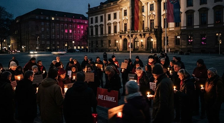 Die Linke Partei hat für heute Abend eine Mahnwache vor der Wiesbadener Staatskanzlei angekündigt