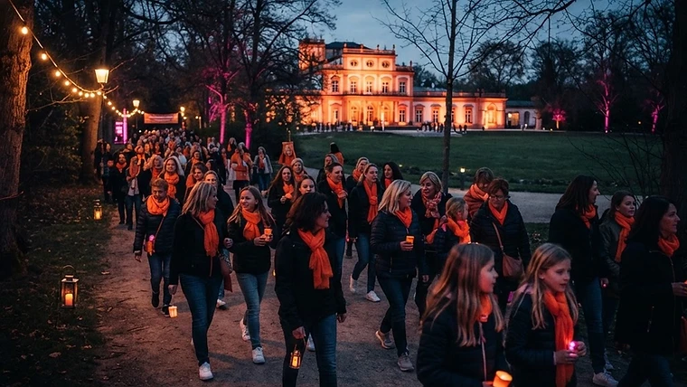 Gemeinsamer Spaziergang mit Frauen und Mädchen bei der "Orange Night"