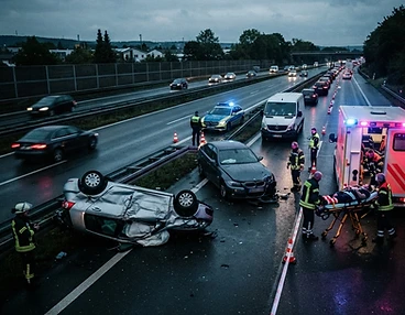 Auf der A66 gab es gestern einen Unfall mit drei Fahrzeugen