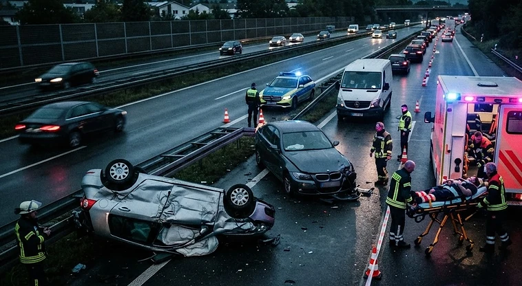 Auf der A66 gab es gestern einen Unfall mit drei Fahrzeugen