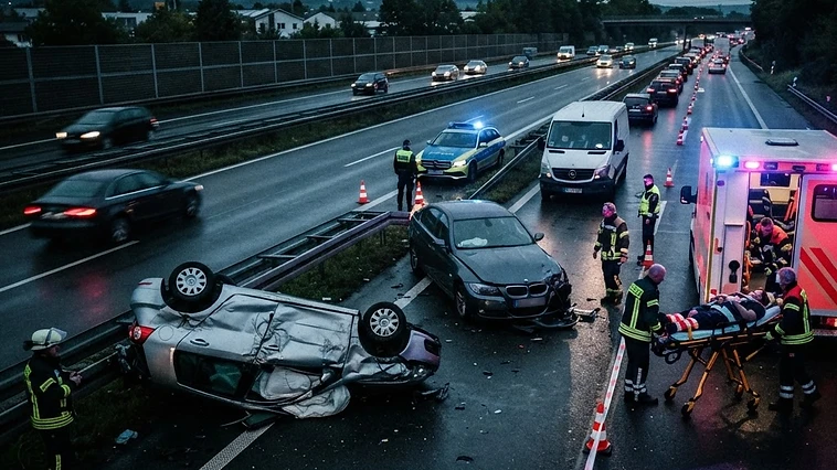 Auf der A66 gab es gestern einen Unfall mit drei Fahrzeugen
