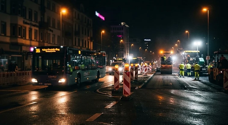 Sperrung der Biebricher Alle stadtauswärts wegen Fahrbahnsanierung