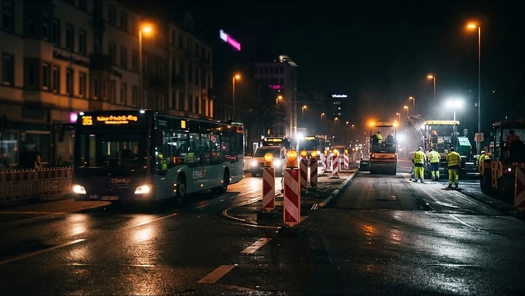 Sperrung der Biebricher Alle stadtauswärts wegen Fahrbahnsanierung