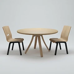 Round Dining Table with Moulded Chair