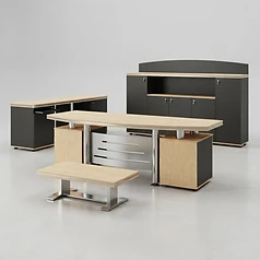 JED 1512 - Executive desk with side unit and credenza (Kollur)