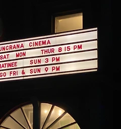 Outdoor marquee sign at Buncrana Cinema