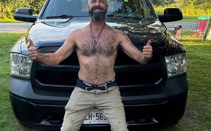 Customer with black pickup truck