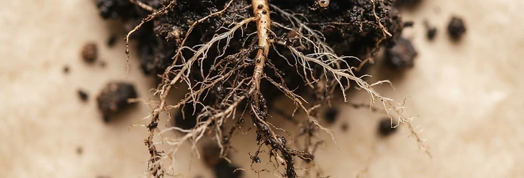 A single root system in clean soil