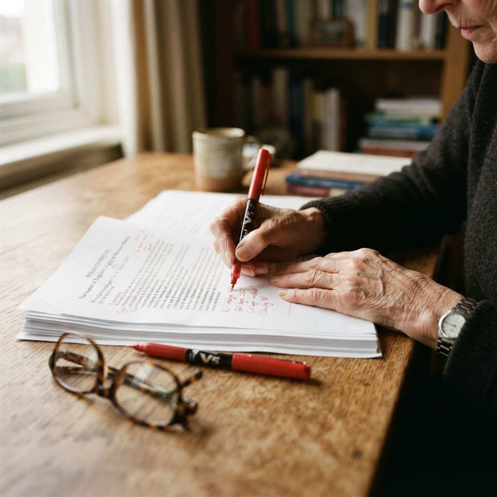 Academic writing notes in the margin of a research proposal