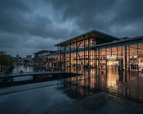 Amsterdam RAI exhibition centre at dusk