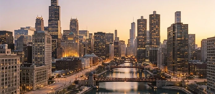 Chicago skyline at dusk