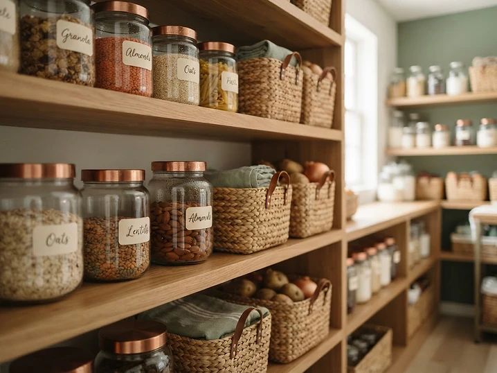 An immaculately organized pantry curated by ZOMA