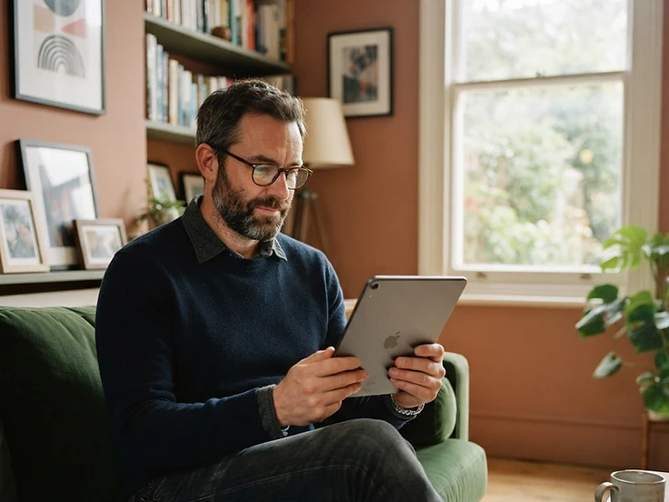 A man researching his health options