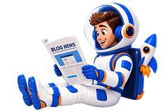 I built your free site — astronaut reading the blog