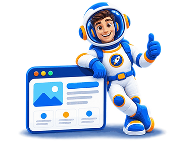 I built your free site — astronaut giving a thumbs up next to a website