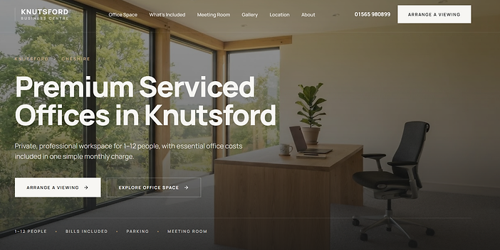 Knutsford Business Centre website homepage